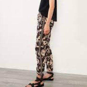 $180 ba&sh Dyno Trousers Carbon Floral Print Cotton Joggers M NWT